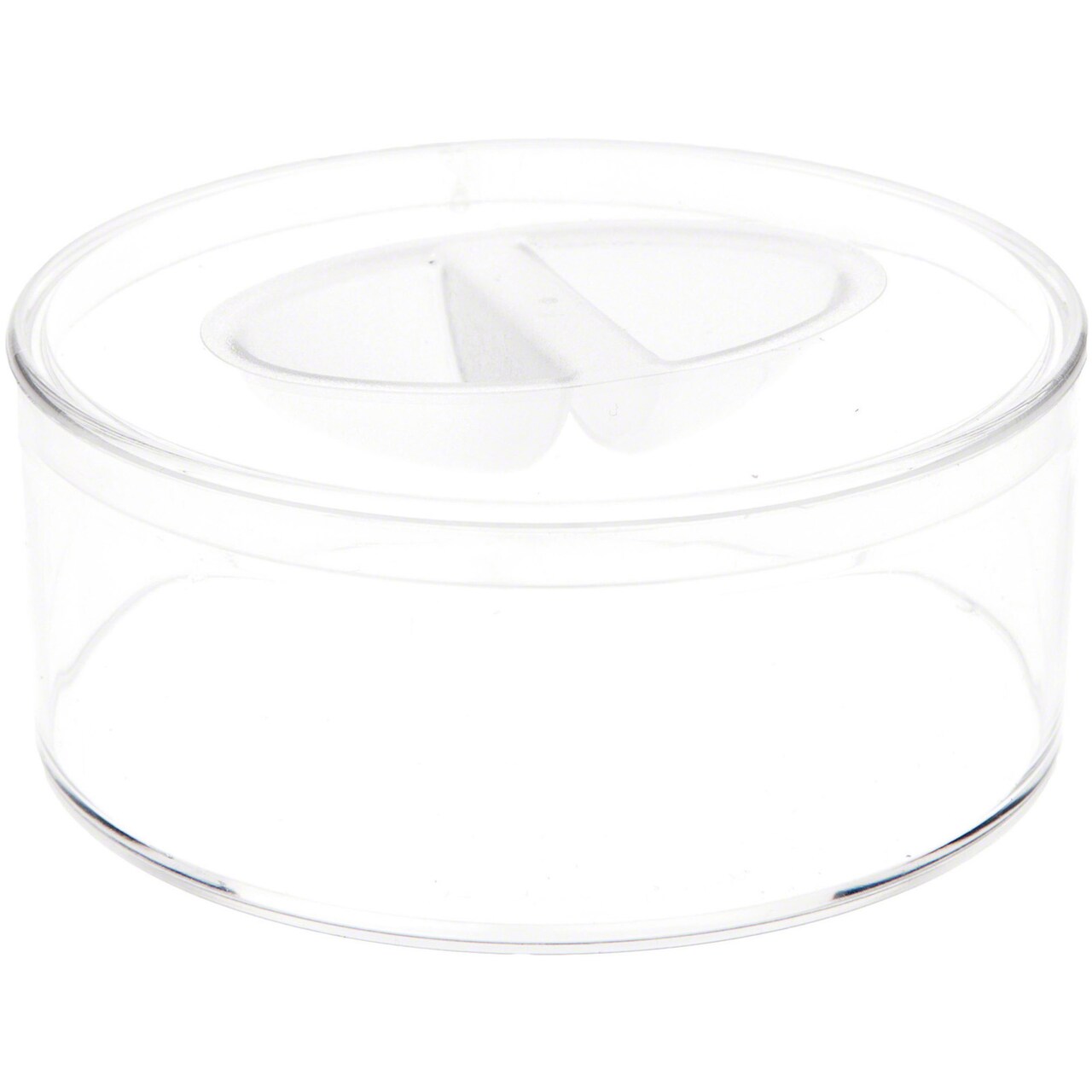 Pioneer Plastics 016C Clear Small Round Plastic Container with Pinch Style Lid, 3.3125" W x 1.3125" H